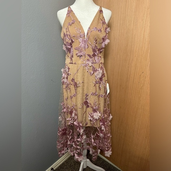 Dress The Population Audrey Dress, Lilac/Nude, Size Medium (v) - Picture 5 of 14
